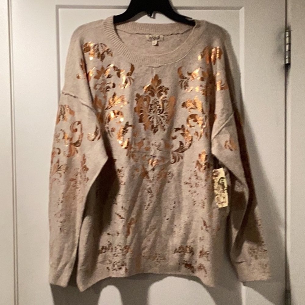 NWT One World Size L‎ Floral Sweater Tunic